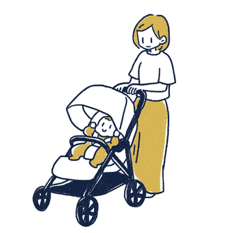 Illustration, stroller, mom, parenting, 