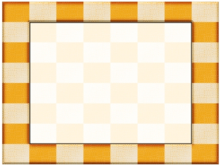 三崩し市松模様のフレ−ム　橙色 三崩し模様,市松模様,柄,パターン,フレ−ム,ポストカード,メッセージカード,和風,和柄,縁起のイラスト素材