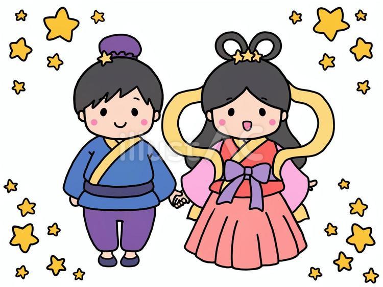 織姫と彦星 七夕,織姫,彦星のイラスト素材
