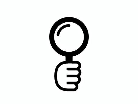 虫眼鏡のアイコン 虫眼鏡,虫メガネ,手,検索,調査,探索,観察,調べる,レンズ,ルーペのイラスト素材