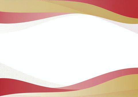 #3450赤と金の和風波ライン背景 背景,和風,和柄,波模様,赤,金,グラデーション,ライン,曲線,おしゃれのイラスト素材