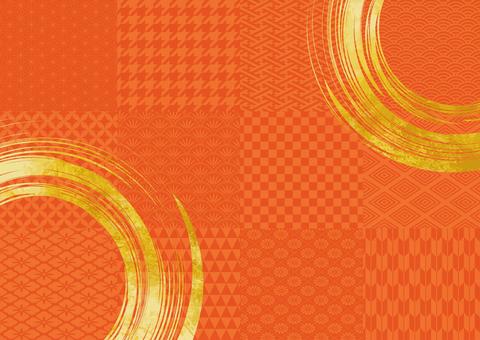 和風オシャレな金円の背景02 和,背景,お正月,金,円,筆,毛筆,赤,パターン,スウォッチのイラスト素材