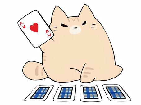 トラねこ トランプ ねこ,トラ猫,トランプ,カードゲーム,遊び,占い,手品,マジック,主線あり,ダジャレのイラスト素材