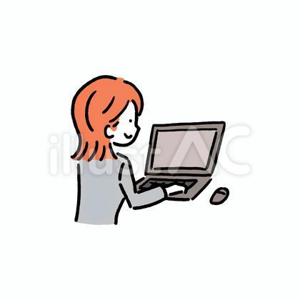 パソコン作業する女性