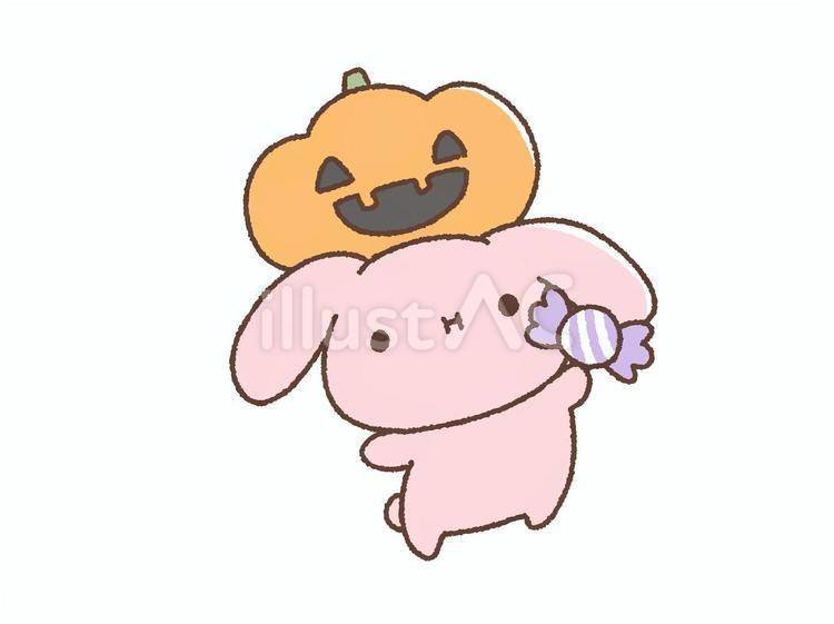 かぼちゃうさぎ（あめ） うさぎ,かぼちゃ,ハロウィンのイラスト素材