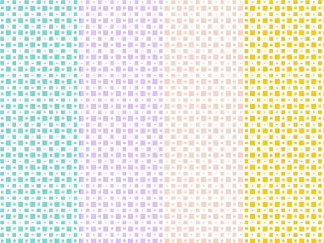 スクエアパターン4種セット 柄,模様,スクエア,四角,ブロック,水色,緑,紫,ピンク,オレンジのイラスト素材