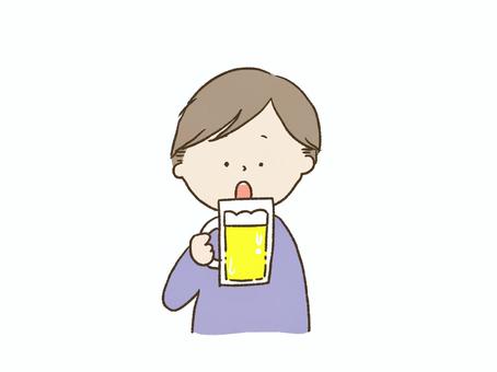 ビールを飲む男の人 ビール,アルコール,お酒,飲酒,飲む,男,かわいい,シンプルのイラスト素材