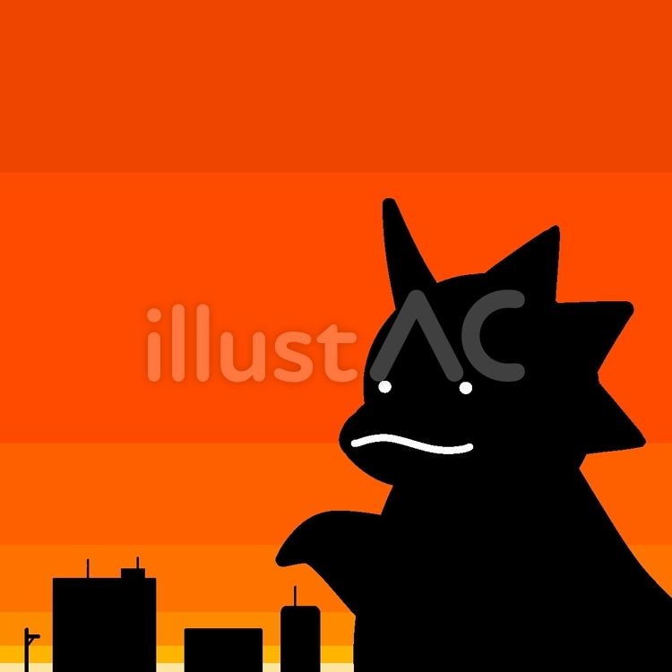 夕焼け怪獣 シルエット,怪物,怪獣のイラスト素材