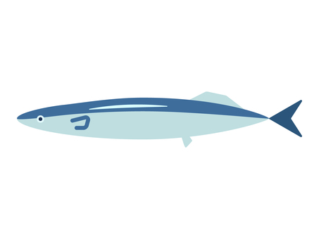 シンプルでかわいいサンマ（フラット） サンマ,秋刀魚,魚,青魚,生魚,秋,9月,10月,11月,旬のイラスト素材