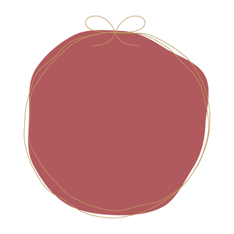 手描きリボン丸フレーム_赤 フレーム,枠,リボン,タイトル枠,見出し,ラベル,丸,手描き,レッド,シックのイラスト素材