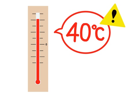 Illustration, termometre, 40 derece, kavurucu sıcak, 