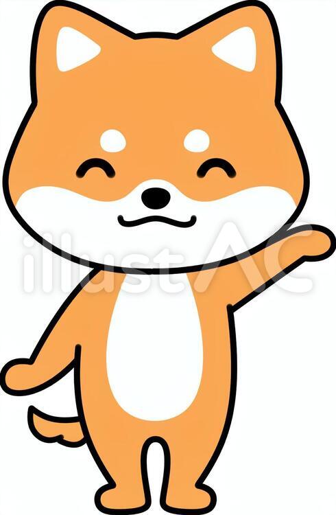 笑顔で手を上げる犬 犬,ペット,動物のイラスト素材