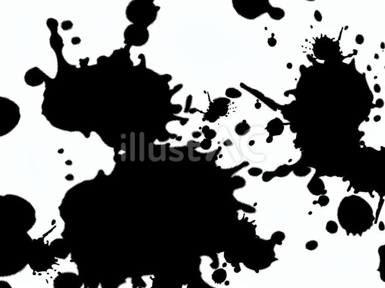 白い背景に広がる黒インクの抽象背景素材 インク,飛び散り,シミのイラスト素材
