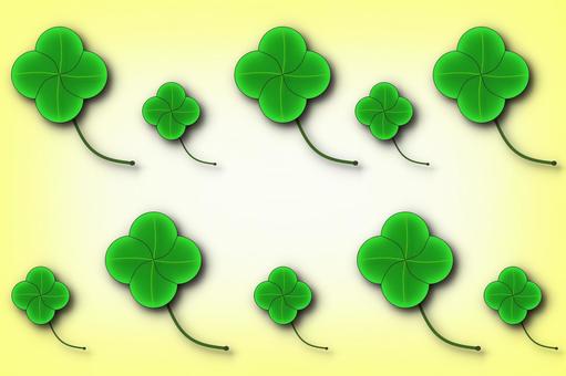 Large and small four-leaf clover background 4 with shadow yellow, , JPG