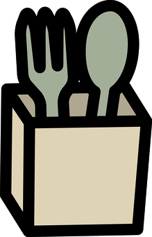 ベージュの箸立てです。 箸立て,シンプル,フォーク,スプーン,飲食店,備品,グッズ,レストラン,カウンター,インテリアのイラスト素材