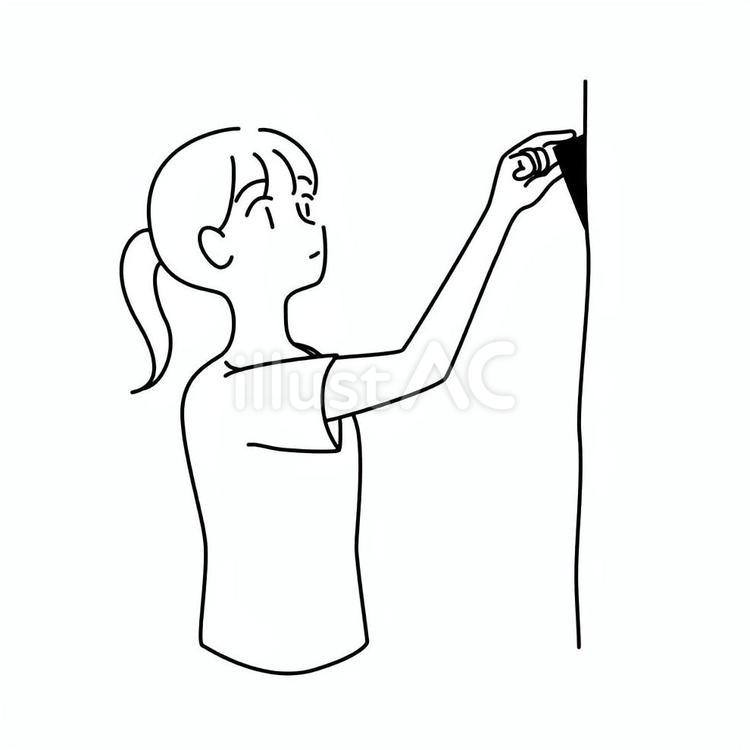 本棚から本を取る女の人 女性,女の子,本のイラスト素材