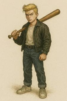 金髪ヤンキー学生 ― 挑戦的な視線