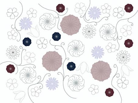 花柄模様 花柄,花,蔓,シック,線画,背景,模様,装飾,シンプルのイラスト素材