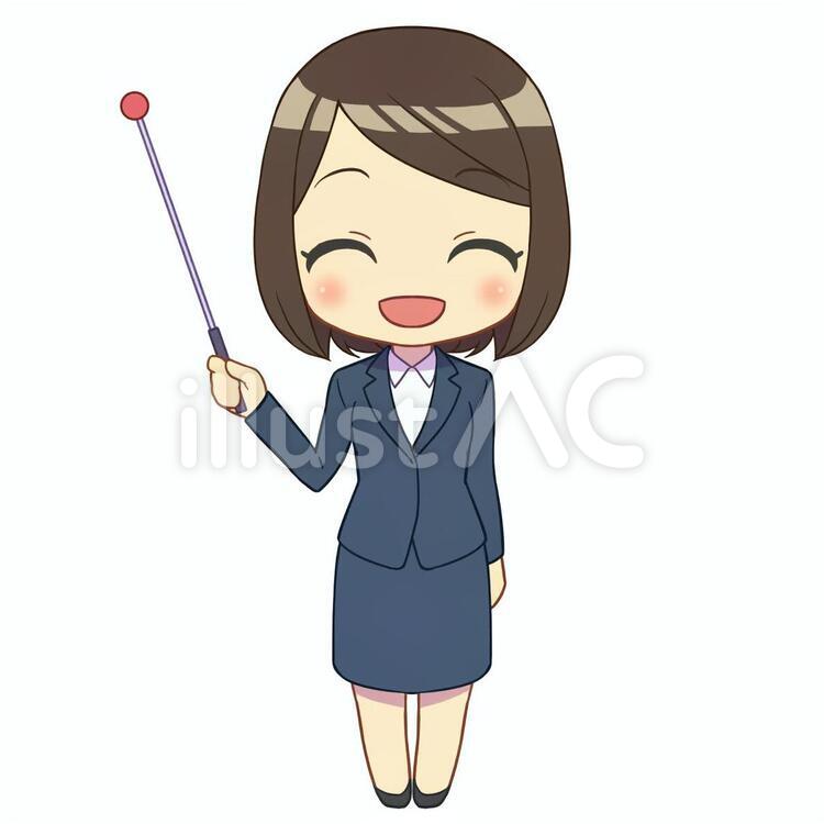 スーツの女性　指示棒２ ol,指し棒,会社員のイラスト素材