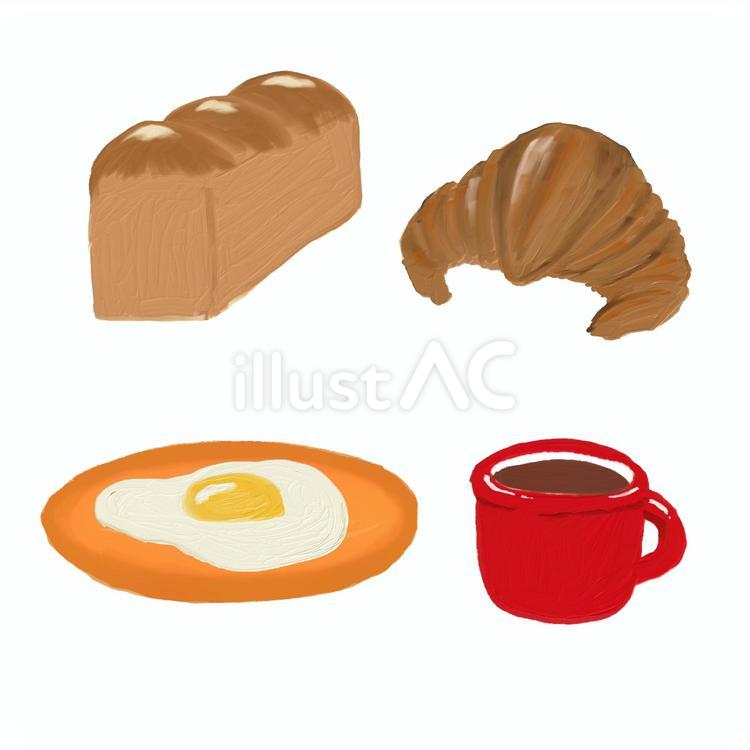 Breakfast  朝食,モーニング,クロワッサンのイラスト素材