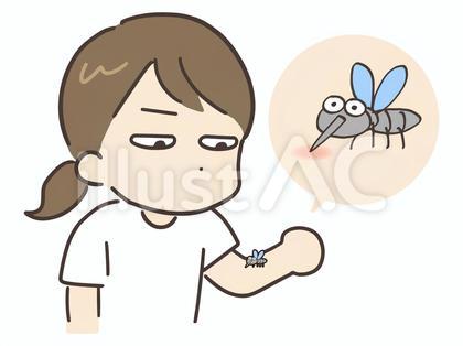 蚊に刺されているのをじっと見ている女性