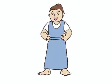 入浴介助のエプロンを着た介護職 入浴介助,エプロン,介護,介護職,女性,防水,人物のイラスト素材