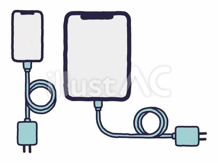 手描きのスマホとタブレット スマホ,タブレット,充電のイラスト素材