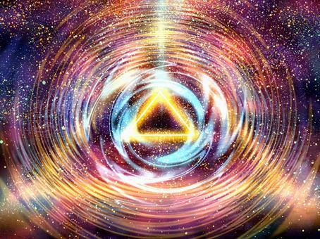 ピラミッド幾何学と宇宙粒子【2】 ピラミッド,幾何学模様,三角,web素材,光,粒子,宇宙,抽象的,スピリチュアル,神秘的のイラスト素材