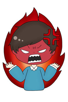 激怒する男性のイラスト 男性,学生,激怒,怒る,激おこ,憤怒,メラメラのイラスト素材
