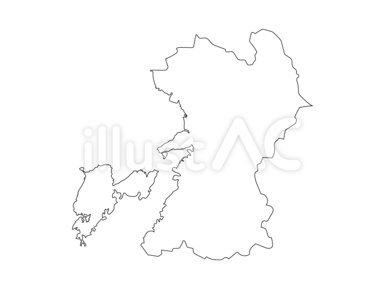 熊本県の白地図 熊本,熊本県,白地図のイラスト素材