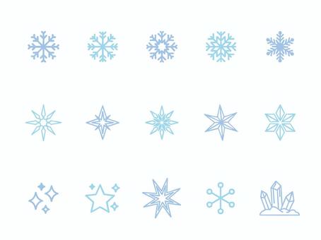 雪の結晶セット 雪の結晶,結晶,冬,星,キラキラ,水晶,雪,石,四芒星,六芒星のイラスト素材