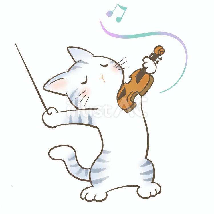 バイオリンねこ2 ネコ,猫,子ネコのイラスト素材