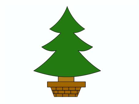 ツリー　線あり ツリー,木,森,林,鉢,自然,シンプル,白背景,素材,手書きのイラスト素材