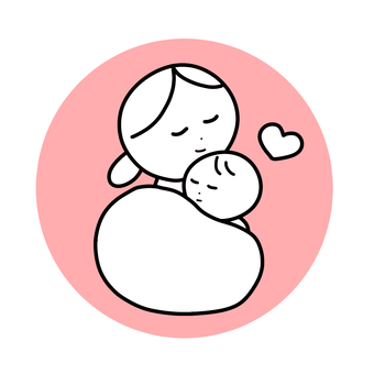 シンプル親子マーク シンプル,親子,人,母親,子ども,ハート,マーク,デフォルメ,愛,幸せのイラスト素材