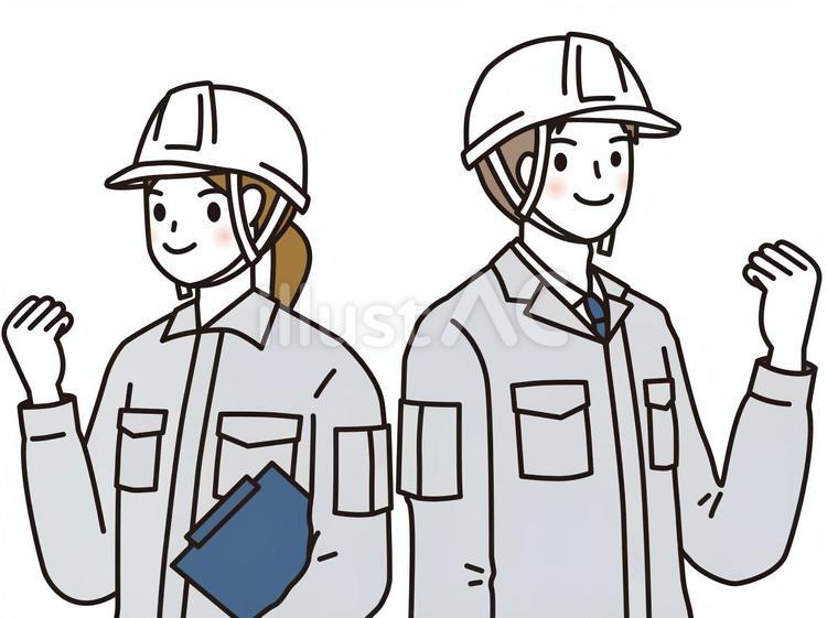 新人の施工管理者　現場監督　男女 男性,女性,若いのイラスト素材