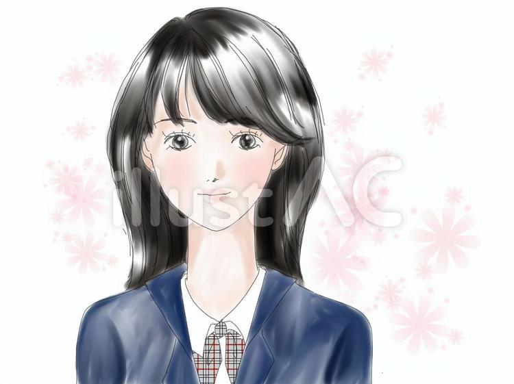 入学おめでとう！ 入学,高校,女性のイラスト素材