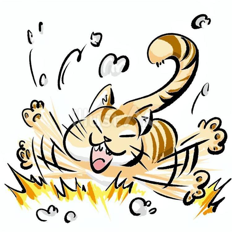 暴れん坊猫 猫,かわいい,筆絵のイラスト素材