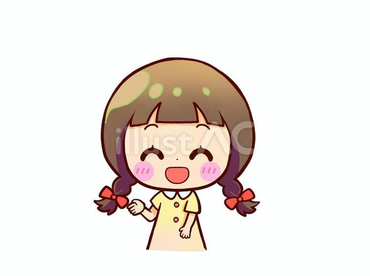 女の子　案内（笑顔） 子供,児童,女の子のイラスト素材