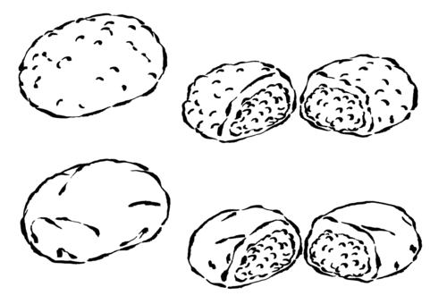 ぼた餅4種 墨筆 ぼた餅4種 墨筆 ぼた餅,おはぎ,粒あん,和菓子,食べ物,あんこ,こしあん,小豆,彼岸,和風のイラスト素材