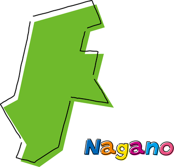 長野　手描き風のシンプルな線画の地図  長野,県,都道府県,手描き,フリーハンド,地域,地方,地図,ラフ,シンプルのイラスト素材