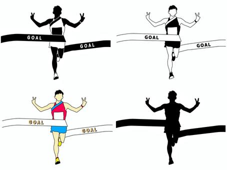 駅伝＆マラソン 駅伝,マラソン,セット,持久走,スポーツ,陸上競技,ランニング,走る,完走,ゴールのイラスト素材