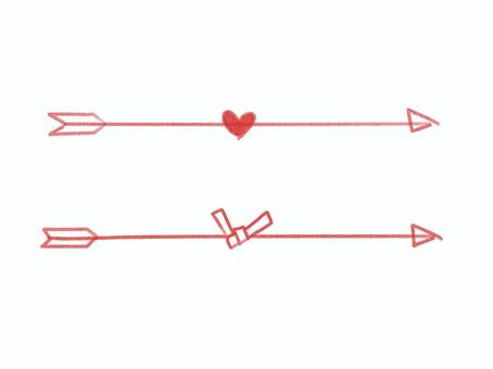 ハートの矢と手紙付きの矢 矢,ハート,手紙,矢文,バレンタイン,気持ち,伝える,送る,罫線,弓矢のイラスト素材