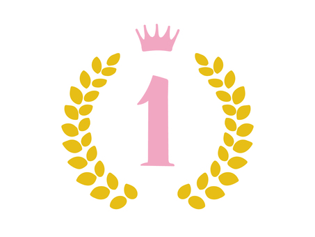 1位のピンクとゴールドのリース リース,ピンク,ゴールド,リボン,帯,葉っぱ,月桂樹,ランキング,1位,美容のイラスト素材