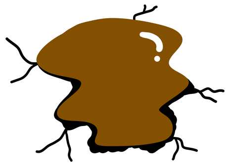 液状化 液状化,液状化現象,地面,道路,アスファルト,ひび割れ,漏れだす,泥水,水,泥のイラスト素材