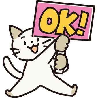 OK猫 OK猫 ok,猫,可愛い,許可,札,手持ち札,プラカード,返事のイラスト素材