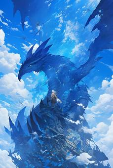 sea and dragon, sea, dragon, blue, JPG