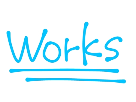 worksの文字（水色） ワークス,実績,作品,制作,紹介,ポートフォリオ,ギャラリー,成果,作例,展示のイラスト素材