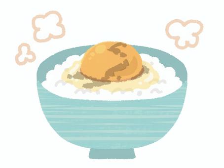 醤油をかけた卵かけご飯 卵かけご飯,生卵,黄身,白身,醤油,かける,お米,白米,お茶碗,湯気のイラスト素材