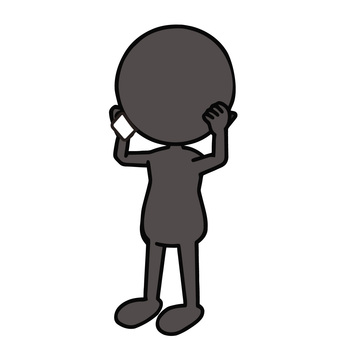 通話で頭をかく人 棒人間,スマートフォン,携帯,スマホ,通話,電話,会話,通信,連絡,発信のイラスト素材