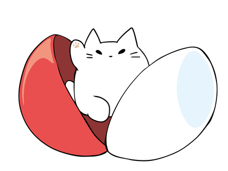 ガチャ ノーマル ねこ ねこ,白猫,ガチャ,カプセル,カプセルトイ,玩具,ソーシャルゲーム,運試し,主線あり,イメージのイラスト素材